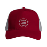 Classic Customizable Trucker Style with Modern Comfort - Burgundy And Light Grey - Snapback Trucker