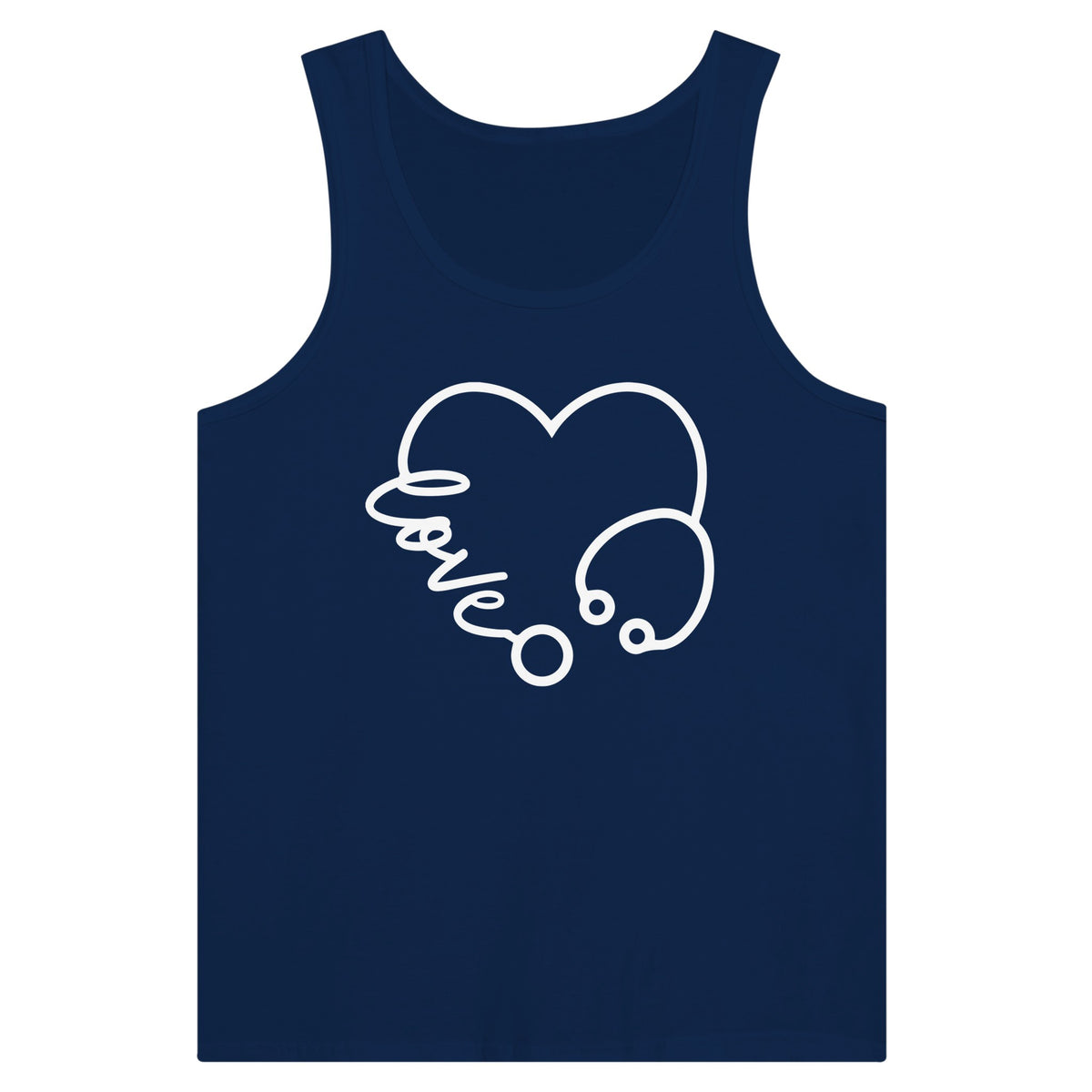 Endless Affection - Heart 'Love' Cotton Tank - Navy - Tank Tops