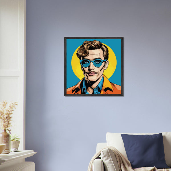 Timeless Style - Retro Elegance in Blue - - Wooden Framed Posters