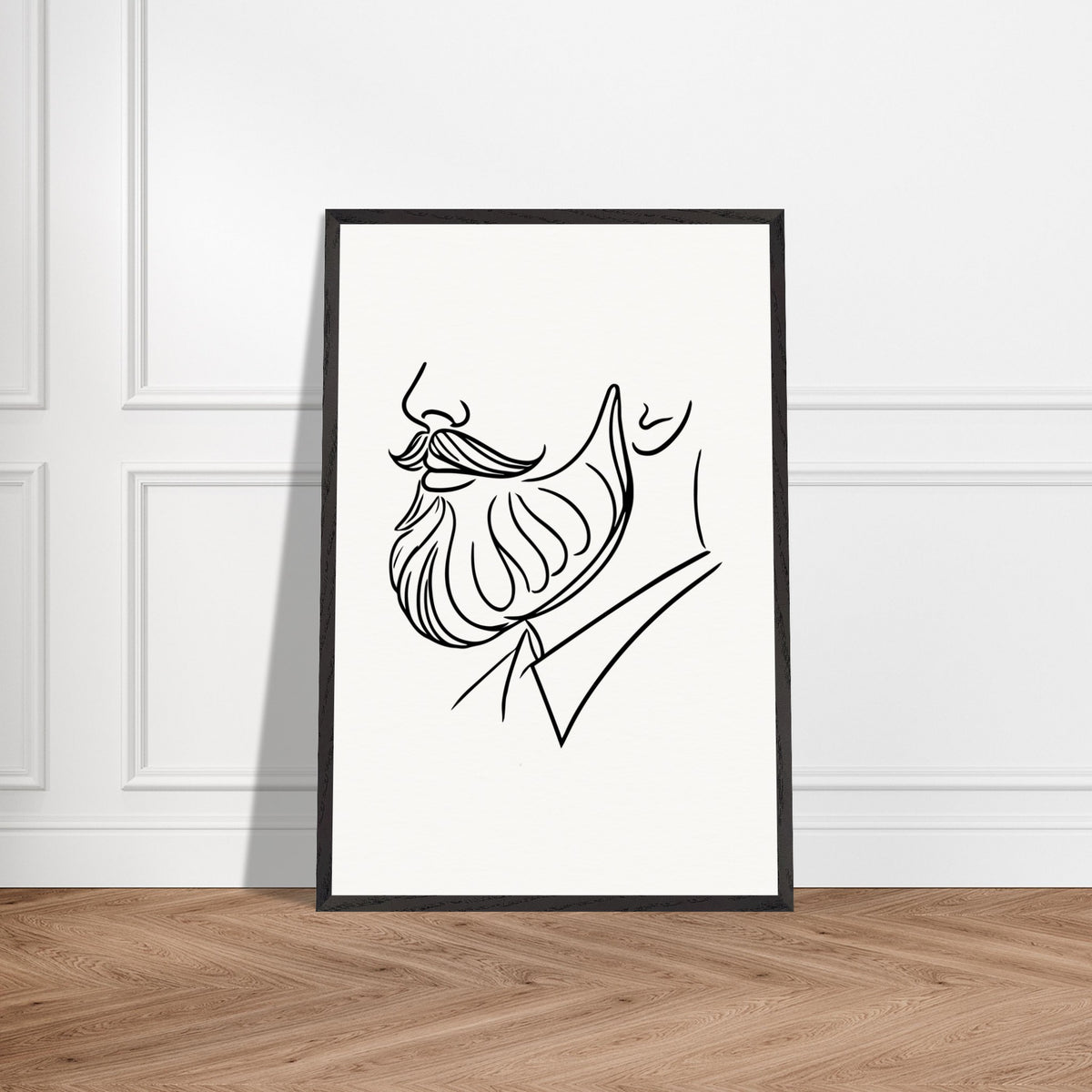 Beard and Bow - A Minimalist Tribute to Style - - Wooden Framed Posters