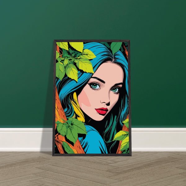 Premium Nature's Elegance - The Blue-Haired Muse - - Wooden Framed Posters