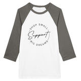 Whispering Dreams Unisex Raglan T-shirt - White and Asphalt -