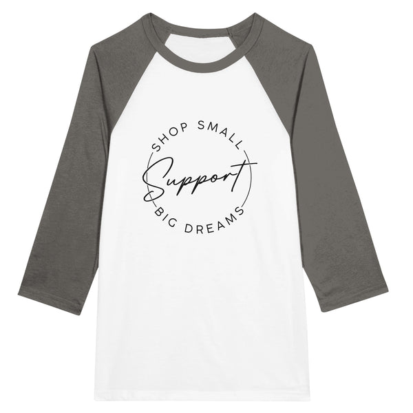 Whispering Dreams Unisex Raglan T-shirt - White and Asphalt -