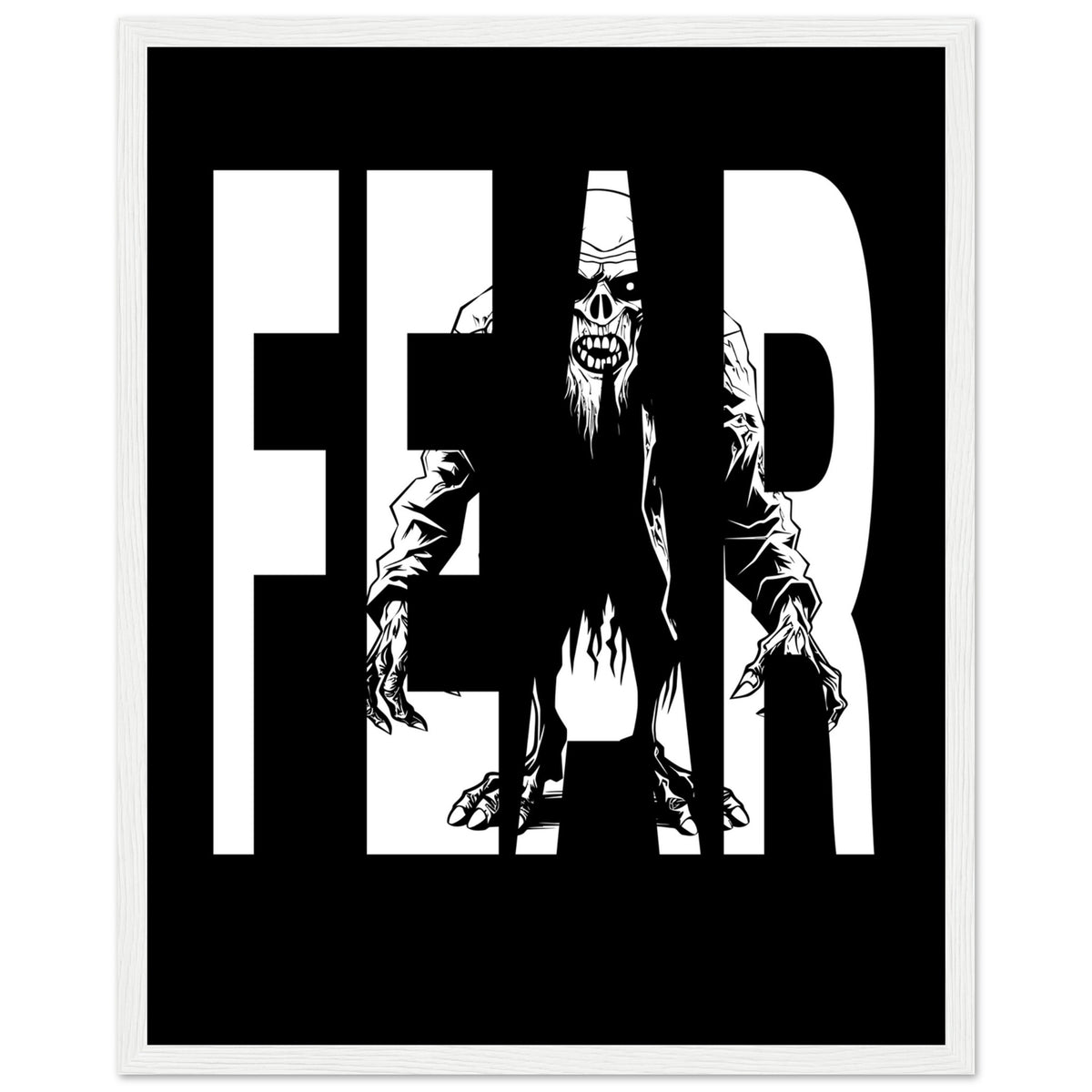 Embrace Fear - Bold Horror Art - 40x50 cm 16x20″ White frame - Wooden Framed Posters