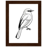 Serenity in Lines - Framed Bird Poster - 15x20 cm 6x8″ Dark wood frame - Framed Posters