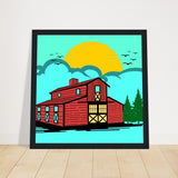 Countryside Sunrise - A Nostalgic Barn Scene - - Wooden Framed Posters