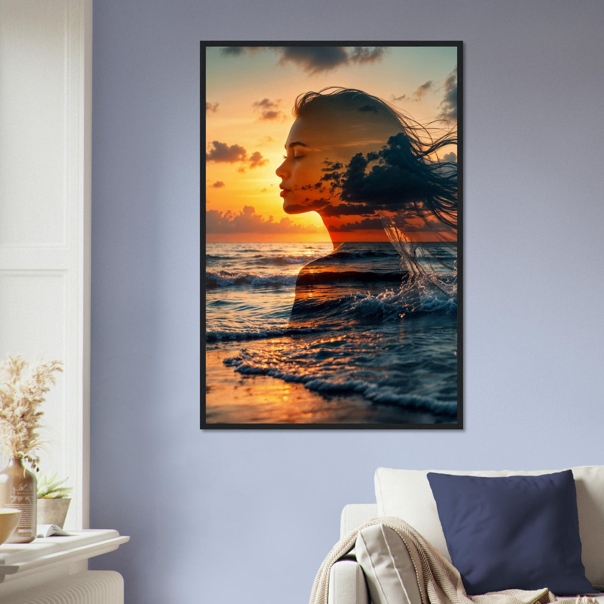 Sunset Dreams - Coastal Silhouette Framed Print - 60x90 cm 24x36″ Black frame - Framed Posters