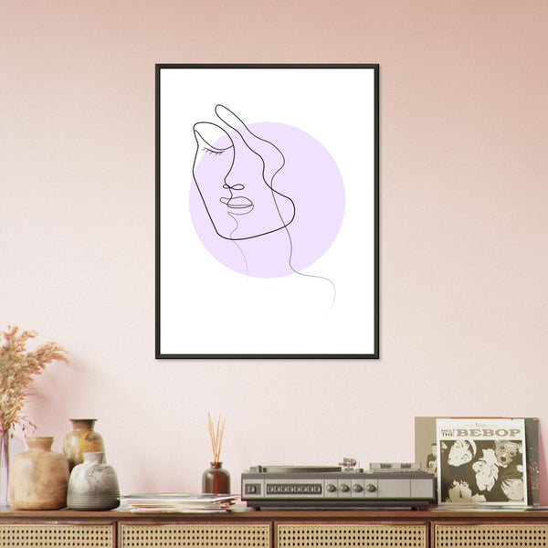 Simplicity and Grace - Pastel-Infused Line Art Portrait - - Metal Framed Posters