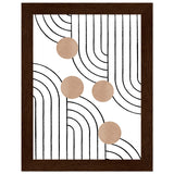 Timeless Elegance - Abstract Line Art with Natural Tones - 15x20 cm 6x8″ Dark wood frame - Wooden Framed Posters