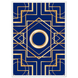 Art Deco Elegance - Blue & Gold Geometric Framed Print - 50x70 cm 20x28″ White frame - Wooden Framed Posters