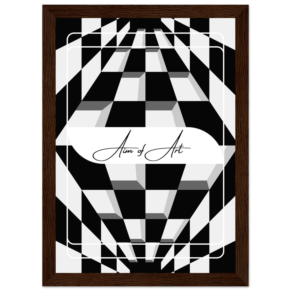 Modern Maze - Aim of Art Illusion - A4 21x29.7 cm 8x12″ Dark wood frame - Wooden Framed Posters