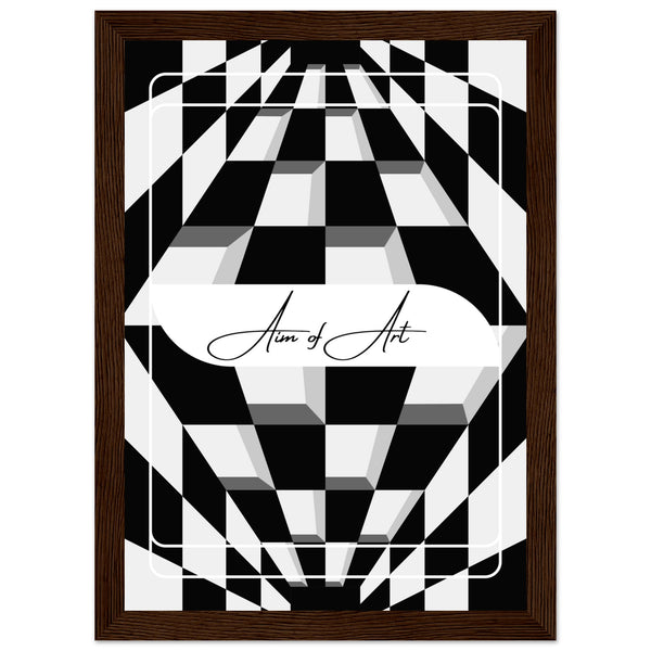 Modern Maze - Aim of Art Illusion - A4 21x29.7 cm 8x12″ Dark wood frame - Wooden Framed Posters