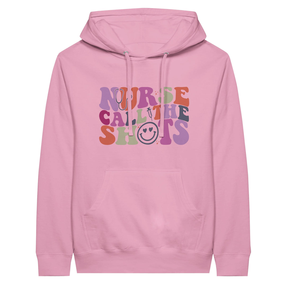 Nurse Calls the Shots Premium Unisex Pullover Hoodie - Light Pink - Print Material