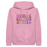 Nurse Calls the Shots Premium Unisex Pullover Hoodie - Light Pink - Print Material