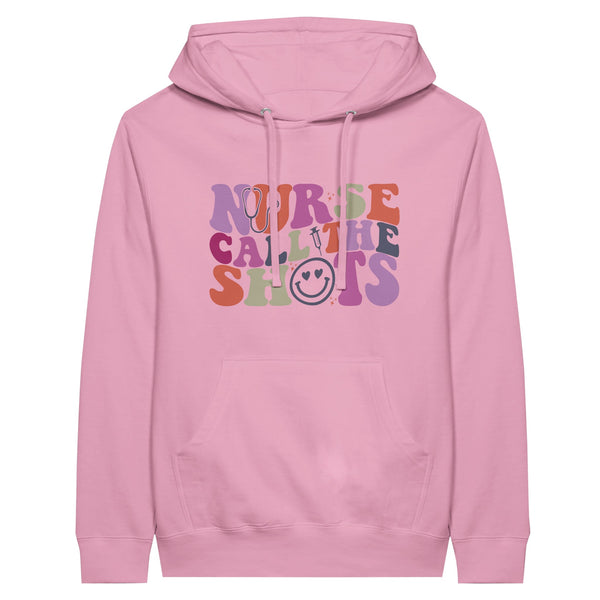 Nurse Calls the Shots Premium Unisex Pullover Hoodie - Light Pink - Print Material