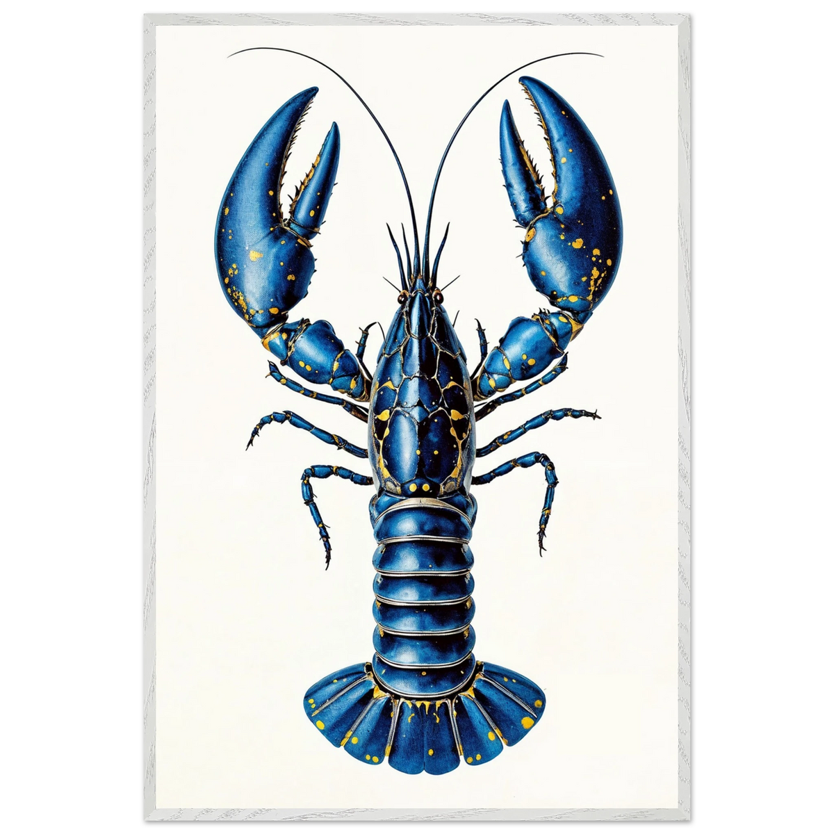 Vibrant Blue Lobster – Art Print for Sea Enthusiasts - - Wooden Framed Posters