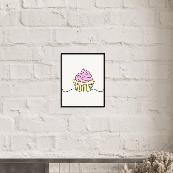 Cupcake Delight - Minimalist Pink Frosting Art - - Wooden Framed Posters