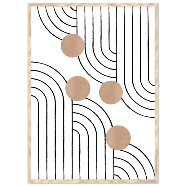 Timeless Elegance - Abstract Line Art with Natural Tones - 50x70 cm 20x28″ Wood frame - Wooden Framed Posters