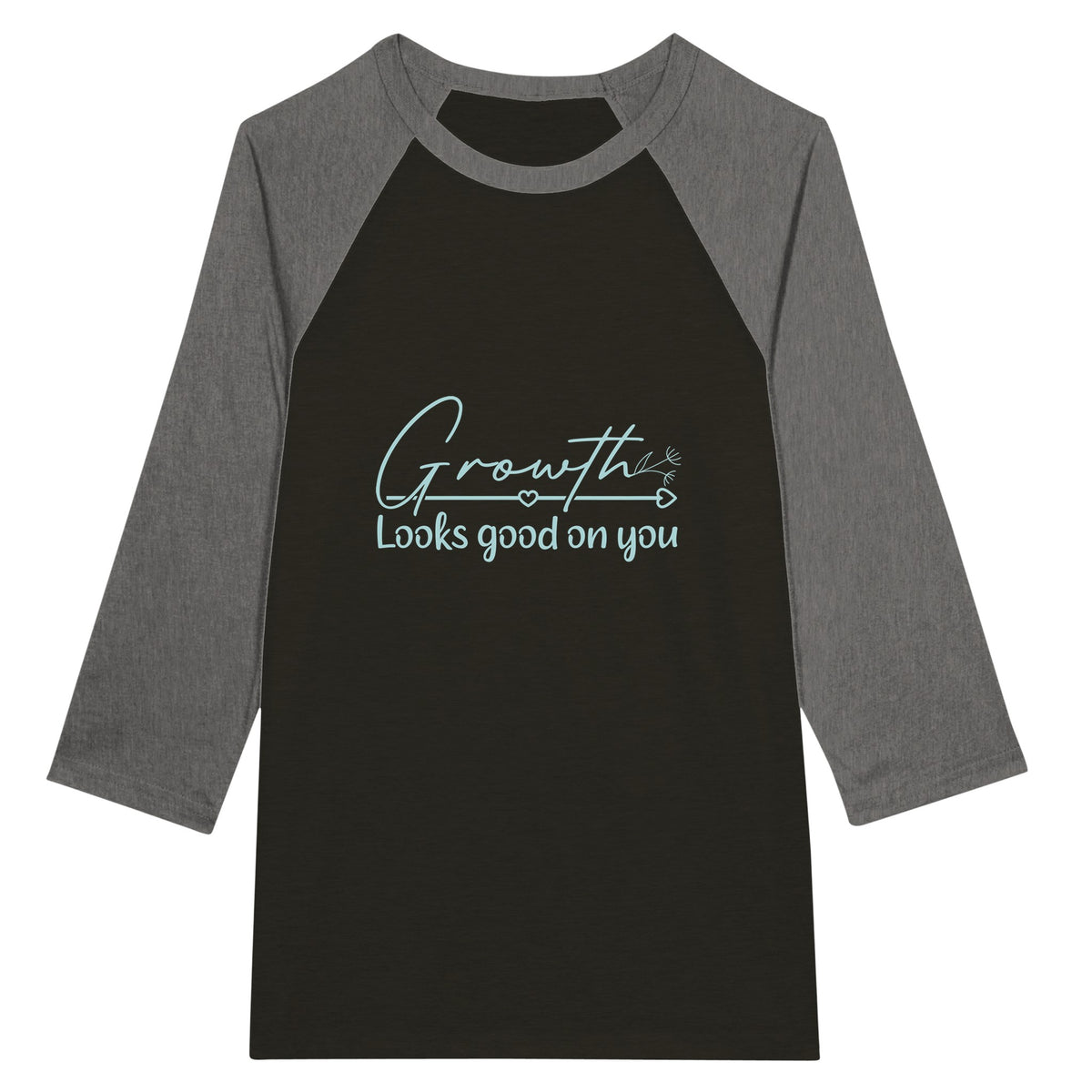 Embrace Growth - Unisex 3/4 Sleeve Raglan T-Shirt - Black Deep Heather - T-shirts