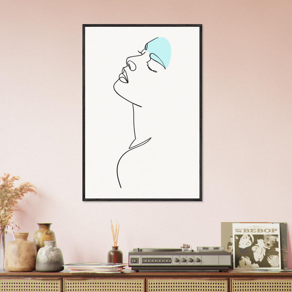 Modern Muse - Abstract Line Art Elegance - 60x90 cm 24x36″ Black frame - Wooden Framed Posters