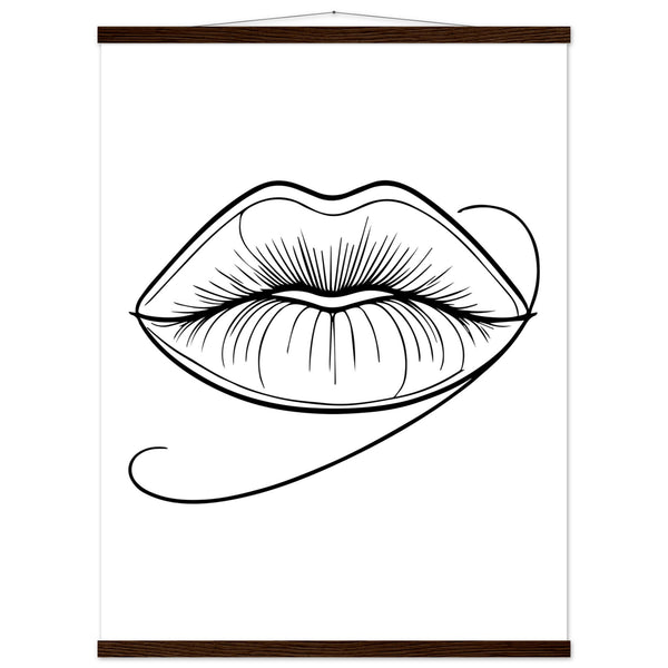 Lips of Expression - Minimalist Art on Premium Poster - 60x80 cm 24x32″ Dark wood wall hanger - Posters With Hanger