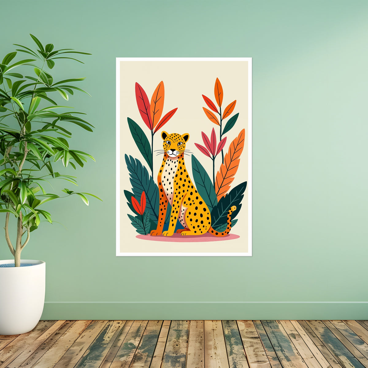 Bold Cheetah - Vibrant Jungle - - Framed Posters