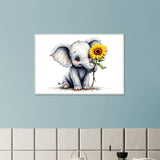 Baby Elephant Blooms - Whimsical Nature Decor - - Framed Posters