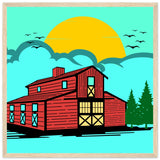 Countryside Sunrise - A Nostalgic Barn Scene - 50x50 cm 20x20″ Wood frame - Wooden Framed Posters