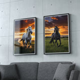 Horses at Dusk - A Timeless Pair - 12x18 - Framed Posters