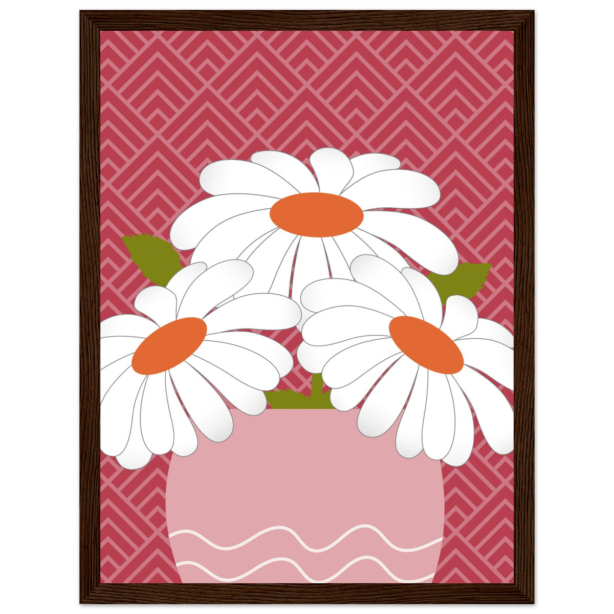 Daisy Dreamscape - Luxurious Wall Art - 30x40 cm 12x16″ Dark wood frame - Wooden Framed Posters