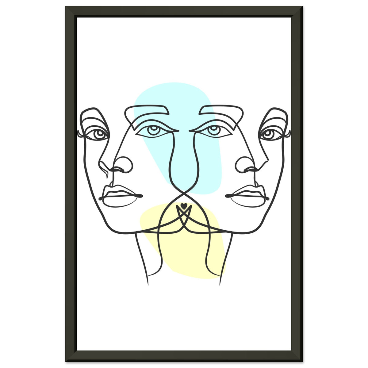 Twins in Harmony - Minimalist Faces with Pastel Touch - 28x43 cm XL (11x17″) - Metal Framed Posters