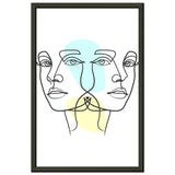 Twins in Harmony - Minimalist Faces with Pastel Touch - 28x43 cm XL (11x17″) - Metal Framed Posters