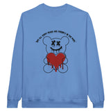 Heartfelt Warning - Unfriendly Teddy - Carolina Blue - Crewneck Sweatshirts