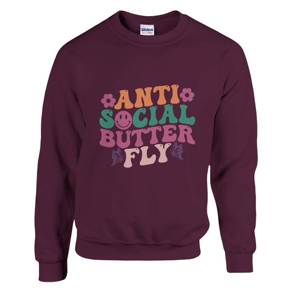 Quiet Confidence - ANTI SOCIAL BUTTERFLY Classic - Maroon - sweatshirt