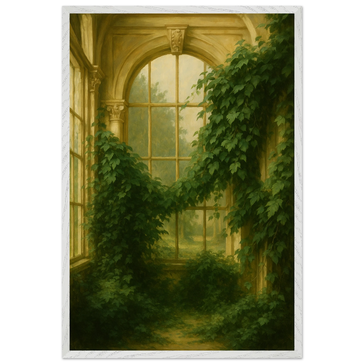 Ivy-Covered Window Wooden Framed Poster for Gifting - - Wooden Framed Posters