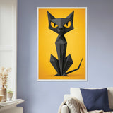 Abstract Cat Wooden Frame – Perfect Gift for Home Decor - - Wooden Framed Posters
