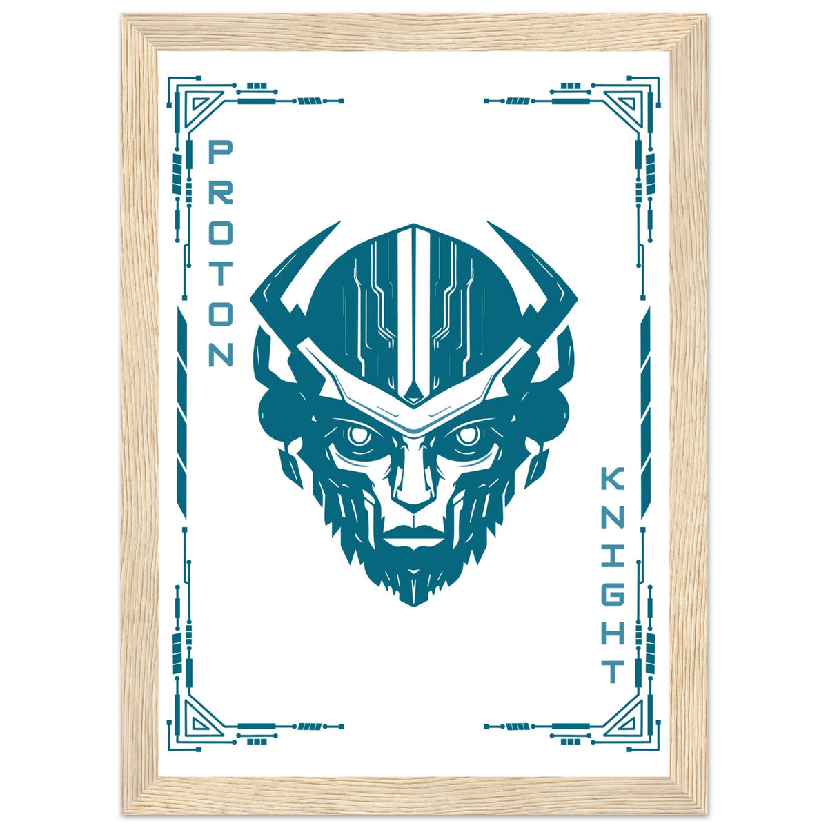 Transform Your Space - "Proton, Neural, Quantum Knights" Poster Set - A4 21x29.7 cm 8x12″ Wood frame Proton Knight - Wooden Framed Posters