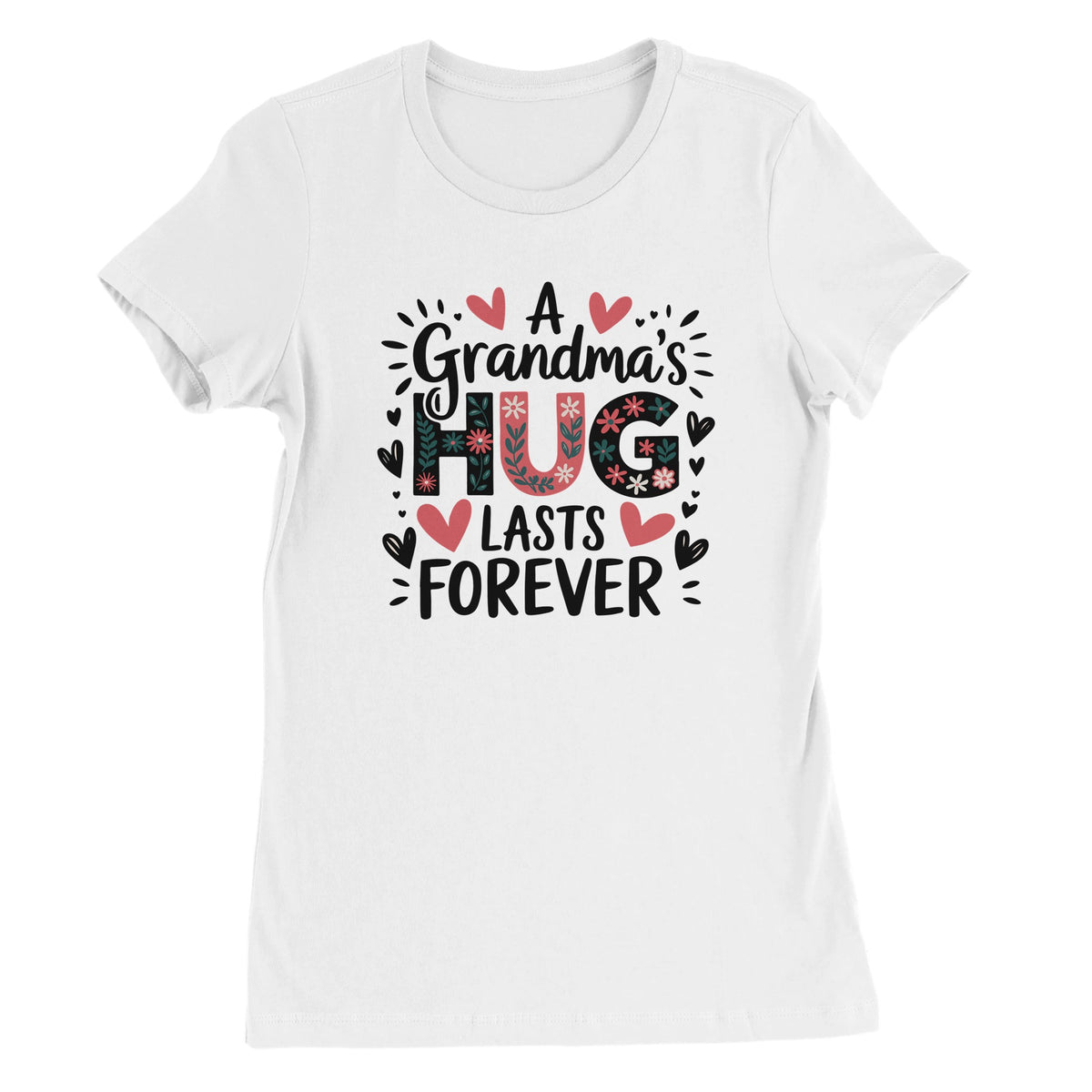 I Hug You Tee – Floral Bella + Canvas for Grandma - White - T-Shirt