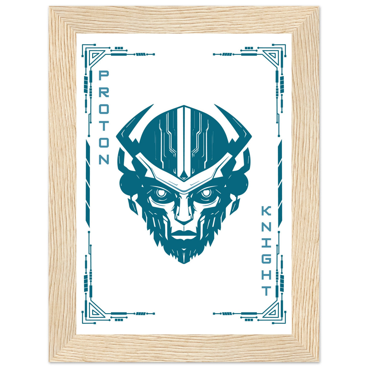 Transform Your Space - "Proton, Neural, Quantum Knights" Poster Set - 13x18 cm 5x7″ Wood frame Proton Knight - Wooden Framed Posters