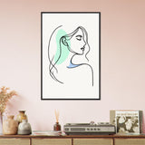 Elegance in Line - Minimalist Female Profile Art - 60x90 cm 24x36″ Black frame - Wooden Framed Posters