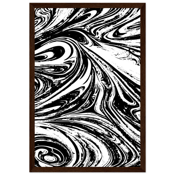 Black & White Swirl - Premium Matte Framed Poster - 30x45 cm 12x18″ Dark wood frame - Metal Framed Posters