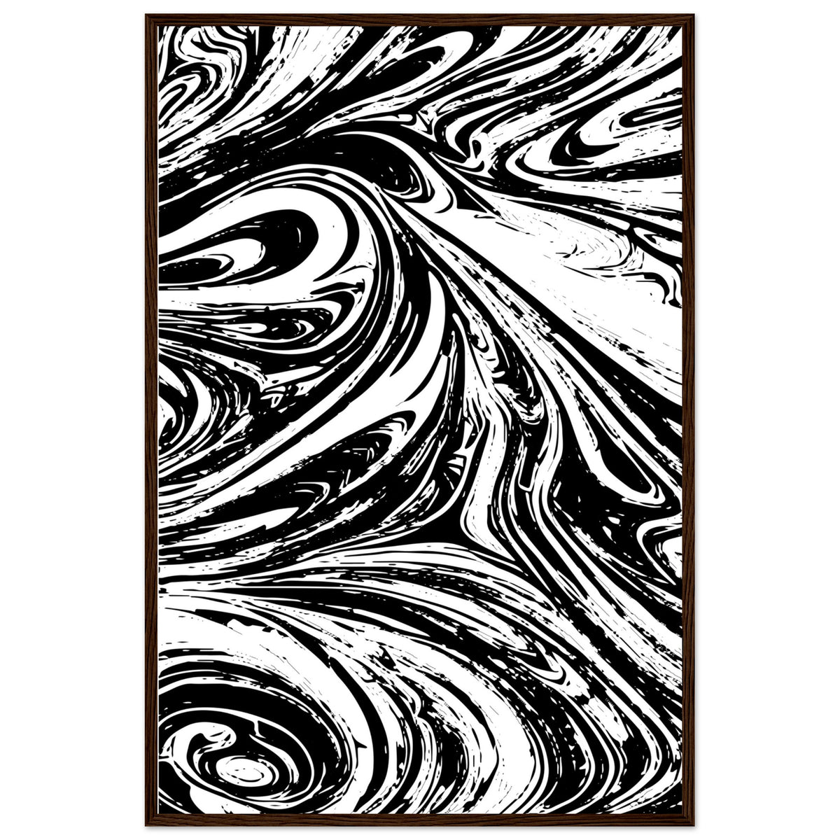 Black & White Swirl - Premium Matte Framed Poster - 60x90 cm 24x36″ Dark wood frame - Metal Framed Posters