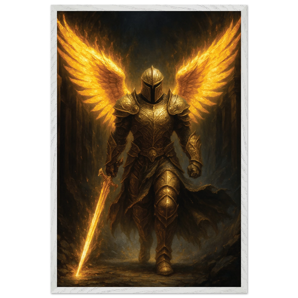 Golden Warrior Wooden Framed Poster – Perfect Gift - - Wooden Framed Posters