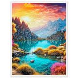 Mountain Serenity - Tranquil Landscape Art - 45x60 cm 18x24″ White frame - Wooden Framed Poster