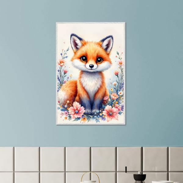 Adorable Fox & Blossoms - Nature's Delight - - Framed Posters