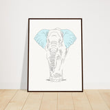 Sublime Serenity - Elephant in Pastel - 60x80 cm 24x32″ Dark wood frame - Wooden Framed Posters