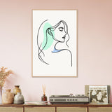 Elegance in Line - Minimalist Female Profile Art - 60x90 cm 24x36″ Wood frame - Wooden Framed Posters