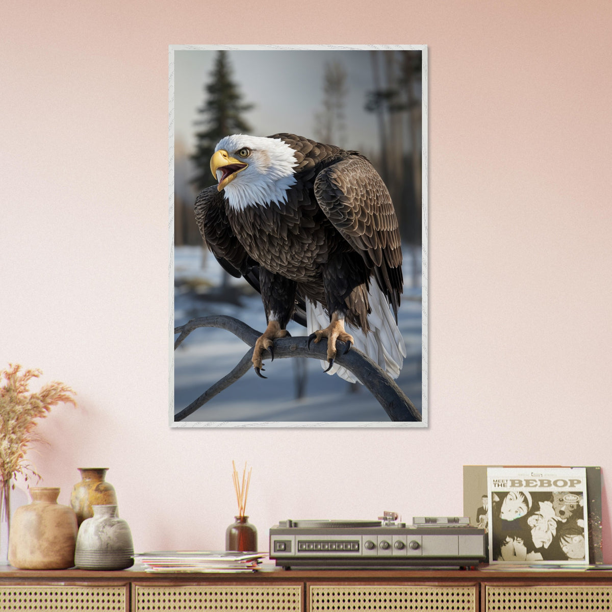Regal Strength - Bald Eagle in Snowy Wilderness - - Framed Posters
