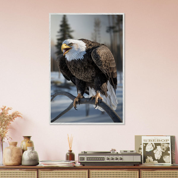 Regal Strength - Bald Eagle in Snowy Wilderness - - Framed Posters