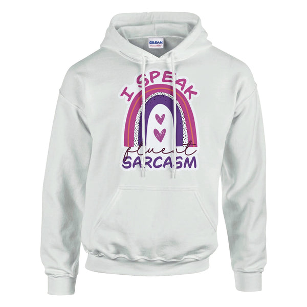 Fluent in Sarcasm - Heavyweight Cotton Hoodie - White - Sweatshirts